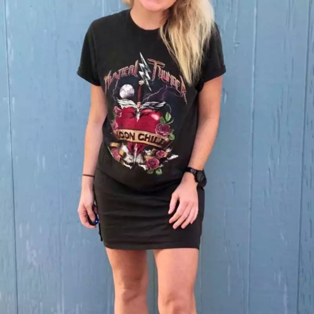Mystical Thunder Moon Child Graphic Tee Dress - Picture 2 of 5